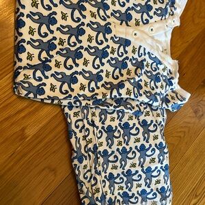 Monkey Print Pajama Set roller rabbit. Blue. Women’s small. Like new
